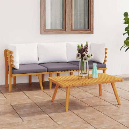 Muebles de jardín 3 piezas con cojines madera maciza de acacia en Conjuntos de jardín | Comprar online en Foru.es