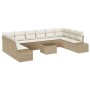 Conjunto de sofá de jardín con cojín 11 pcs Beige y Crema en Sofás de exterior | Comprar online en Foru.es
