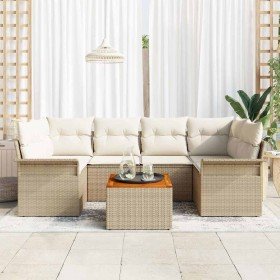 Conjunto de sofá de jardín con cojín Manual 7 pcs Beige y Crema en Sofás de exterior | Comprar online en Foru.es