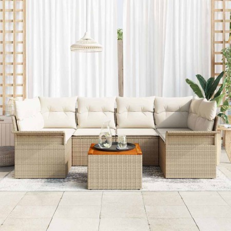 Conjunto de sofá de jardín con cojín Manual 7 pcs Beige y Crema en Sofás de exterior | Comprar online en Foru.es
