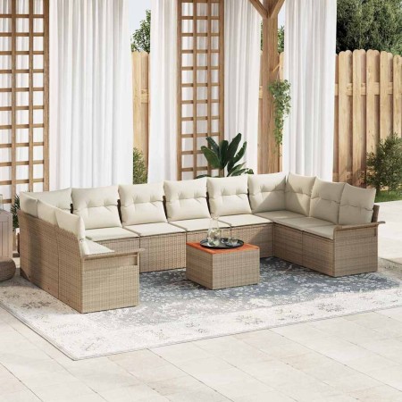 Conjunto de sofá de jardín con cojín 11 pcs Beige y Crema en Sofás de exterior | Comprar online en Foru.es