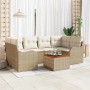 Conjunto de sofá de jardín 7 pcs Beige y blanco en Sofás de exterior | Comprar online en Foru.es