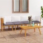 Muebles de jardín 4 piezas con cojines madera maciza de acacia en Conjuntos de jardín | Comprar online en Foru.es