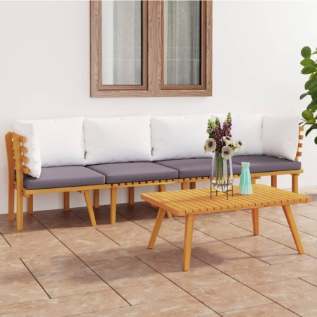 Muebles de jardín 4 piezas con cojines madera maciza de acacia en Conjuntos de jardín | Comprar online en Foru.es