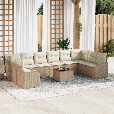 Conjunto de sofá de jardín 11 pcs Beige y blanco en Sofás de exterior | Comprar online en Foru.es