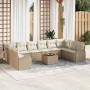 Conjunto de sofá de jardín 11 pcs Beige y blanco en Sofás de exterior | Comprar online en Foru.es