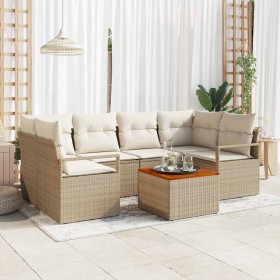 Conjunto de sofá de jardín 7 pcs Beige y blanco en Sofás de exterior | Comprar online en Foru.es