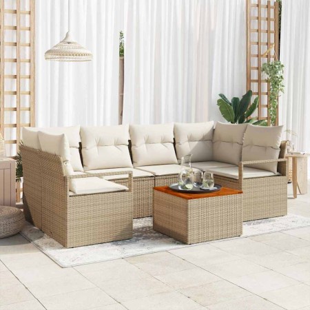 Conjunto de sofá de jardín 7 pcs Beige y blanco en Sofás de exterior | Comprar online en Foru.es