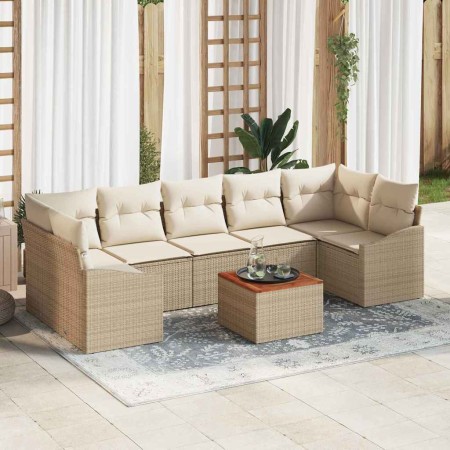 Conjunto de sofá de jardín 8 pcs Beige y blanco en Sofás de exterior | Comprar online en Foru.es