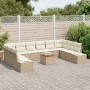 Conjunto de sofá de jardín 11 pcs Beige y blanco en Sofás de exterior | Comprar online en Foru.es