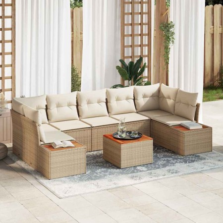Conjunto de sofá de jardín con cojín 8 pcs Beige Poliratán en Sofás de exterior | Comprar online en Foru.es