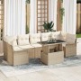 Conjunto de sofá de jardín 8 pcs Beige Rattan de Poliéster en Sofás de exterior | Comprar online en Foru.es
