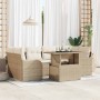 Conjunto de sofá de jardín 7 pcs Beige Rattan de Poliéster en Sofás de exterior | Comprar online en Foru.es