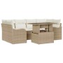 Conjunto de sofá de jardín 7 pcs Beige Rattan de Poliéster en Sofás de exterior | Comprar online en Foru.es