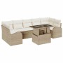 Conjunto de sofá de jardín 8 pcs Beige Rattan de Poliéster en Sofás de exterior | Comprar online en Foru.es