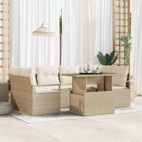 Conjunto de sofá de jardín 7 pcs Beige Poliratán en Sofás de exterior | Comprar online en Foru.es