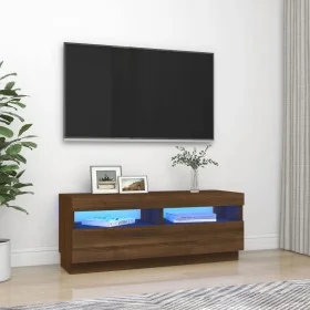 Mueble de TV con luces LED marrón roble 100x35x40 cm de vidaXL, Muebles TV - Ref: Foro24-815722, Precio: 60,16 €, Descuento: %