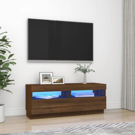 Mueble de TV con luces LED marrón roble 100x35x40 cm de vidaXL, Muebles TV - Ref: Foro24-815722, Precio: 62,23 €, Descuento: %