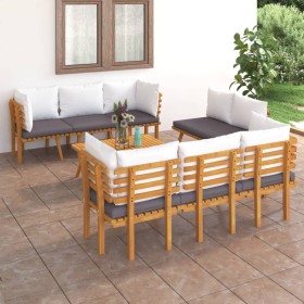 Muebles de jardín 8 piezas con cojines madera maciza de acacia en Conjuntos de jardín | Comprar online en Foru.es