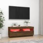Mueble de TV con luces LED marrón roble 100x35x40 cm de vidaXL, Muebles TV - Ref: Foro24-815722, Precio: 62,23 €, Descuento: %