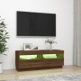 Mueble de TV con luces LED marrón roble 100x35x40 cm de vidaXL, Muebles TV - Ref: Foro24-815722, Precio: 62,23 €, Descuento: %