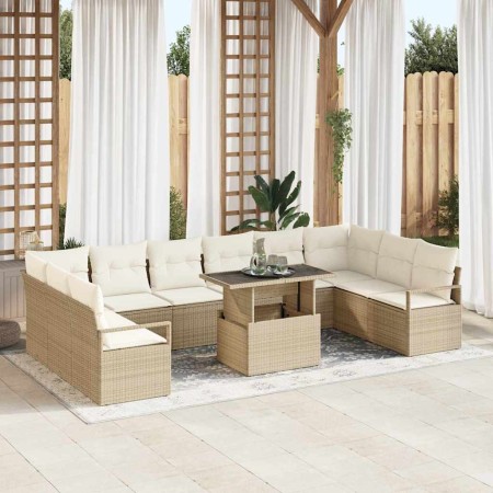 Conjunto de sofá de jardín 11 pcs Beige ratán sintético en Sofás de exterior | Comprar online en Foru.es