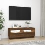 Mueble de TV con luces LED marrón roble 100x35x40 cm de vidaXL, Muebles TV - Ref: Foro24-815722, Precio: 62,23 €, Descuento: %