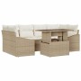 Conjunto de sofá de jardín 7 pcs Beige Poliratán en Sofás de exterior | Comprar online en Foru.es