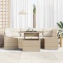 Conjunto de sofá de jardín 7 pcs Beige Poliratán en Sofás de exterior | Comprar online en Foru.es