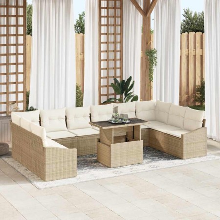Conjunto de sofá de jardín con cojín 11 pcs Beige y Crema en Sofás de exterior | Comprar online en Foru.es