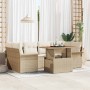 Conjunto de sofá de jardín 7 pcs Beige Poliratán en Sofás de exterior | Comprar online en Foru.es