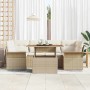 Conjunto de sofá de jardín 7 pcs Beige Poliratán en Sofás de exterior | Comprar online en Foru.es