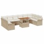 Conjunto de sofá de jardín 11 pcs Beige Poliratán en Sofás de exterior | Comprar online en Foru.es