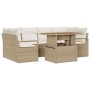 Conjunto de sofá de jardín 7 pcs Beige Poliratán en Sofás de exterior | Comprar online en Foru.es