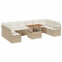 Conjunto de sofá de jardín 11 pcs Beige Poliratán en Sofás de exterior | Comprar online en Foru.es