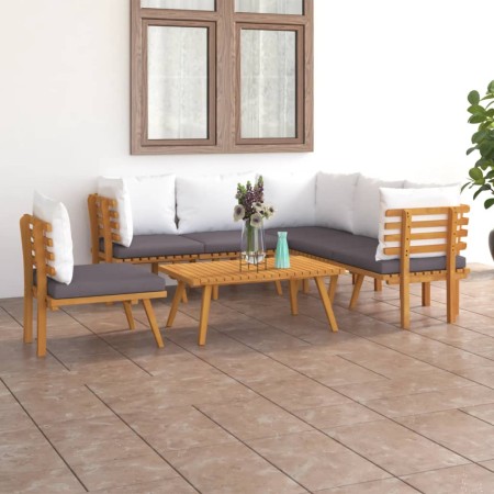 Muebles de jardín 7 piezas con cojines madera maciza de acacia en Conjuntos de jardín | Comprar online en Foru.es