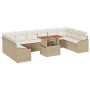 Conjunto de sofá de jardín 11 pcs Beige Poliratán en Sofás de exterior | Comprar online en Foru.es