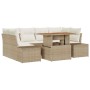 Conjunto de sofá de jardín 7 pcs Beige Poliratán en Sofás de exterior | Comprar online en Foru.es