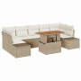 Conjunto de sofá de jardín 8 pcs Beige Poliratán en Sofás de exterior | Comprar online en Foru.es