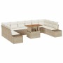 Conjunto de sofá de jardín 11 pcs Beige Poliratán en Sofás de exterior | Comprar online en Foru.es