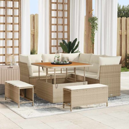 Conjunto de sofá de jardín con cojín 8 pcs beige y crema en Sofás de exterior | Comprar online en Foru.es