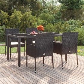Sillas de jardín con cojines 4 unidades ratán sintético negro de vidaXL, Sillas de jardín - Ref: Foro24-319887, Precio: 216,7...