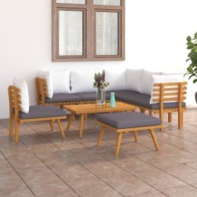Muebles de jardín 8 piezas con cojines madera maciza de acacia en Conjuntos de jardín | Comprar online en Foru.es