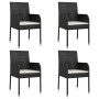 Sillas de jardín con cojines 4 unidades ratán sintético negro de vidaXL, Sillas de jardín - Ref: Foro24-319887, Precio: 216,7...