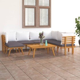 Muebles de jardín 8 piezas con cojines madera maciza de acacia en Conjuntos de jardín | Comprar online en Foru.es