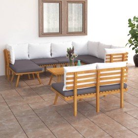 Muebles de jardín 9 piezas con cojines madera maciza de acacia en Conjuntos de jardín | Comprar online en Foru.es