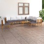 Muebles de jardín 12 piezas con cojines madera maciza de acacia en Conjuntos de jardín | Comprar online en Foru.es