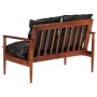 Sofá de 2 plazas madera maciza acacia y cuero auténtico negro de vidaXL, Sofás - Ref: Foro24-340924, Precio: 322,09 €, Descue...