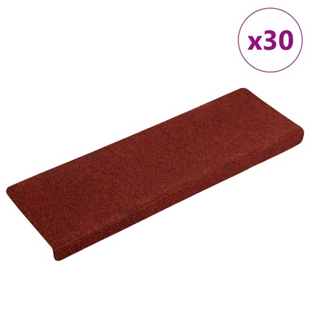 Felpudos autoadhesivos para escaleras, 30 unidades, 65 x 21 x 4 cm, borde rectangular, color rojo burdeos en Hogar | Comprar onl