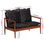 Sofá de 2 plazas madera maciza acacia y cuero auténtico negro de vidaXL, Sofás - Ref: Foro24-340924, Precio: 322,09 €, Descue...